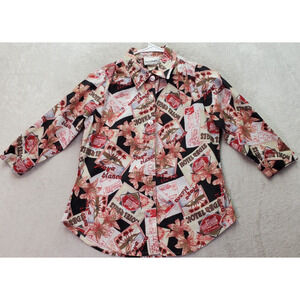 Erin London Shirt Women's Small‎ Multi Hawaiian Long Sleeve Collared Button Down